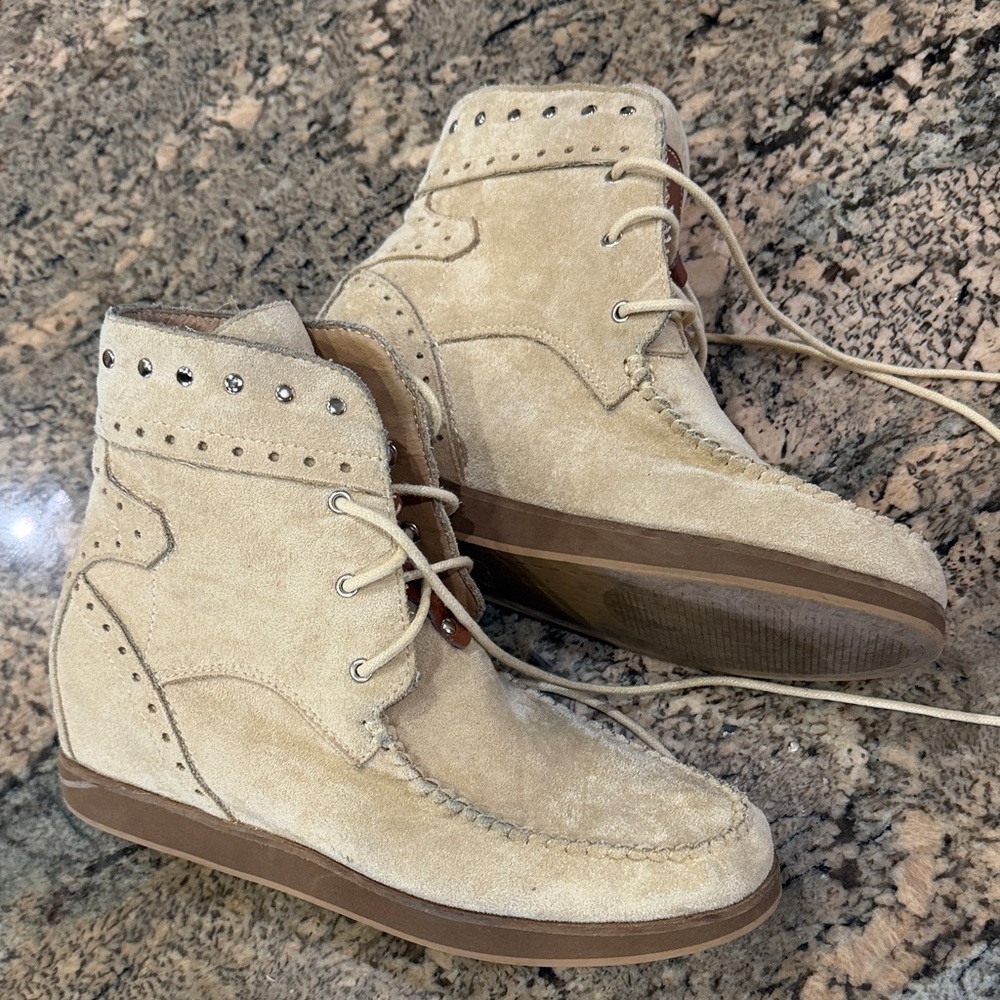 Women's Tan Ankle Boots with Studded Detail
